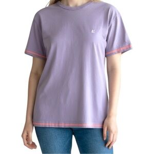 Y2K Neon Trim Tee Purple T-Shirt Unisex‎ XS AE Logo Retro Fit Dopamine Dressing